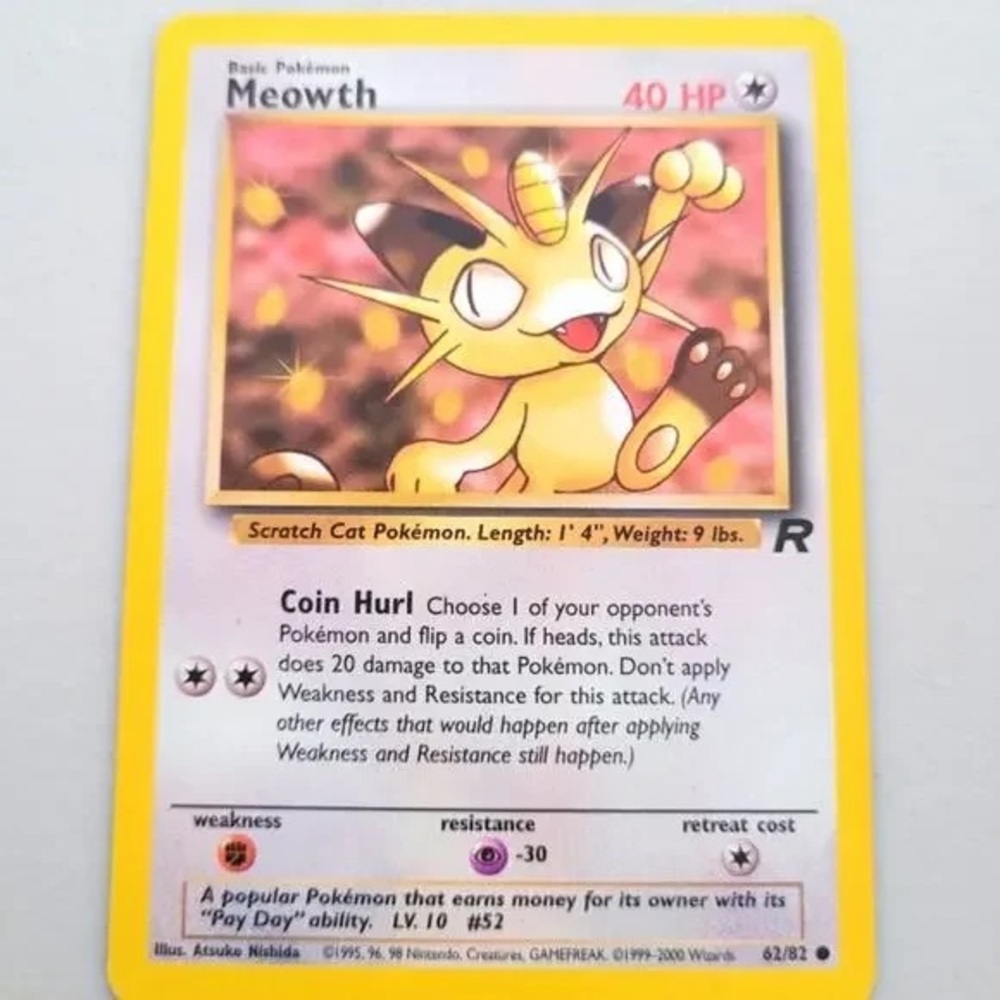 Pokemon Meowth Card with Yellow Border